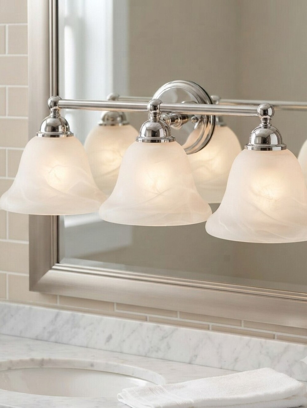 Vintage Set of 3 Frosted Glass Lamp Shades Hobnail Ribbed Bell Scalloped
